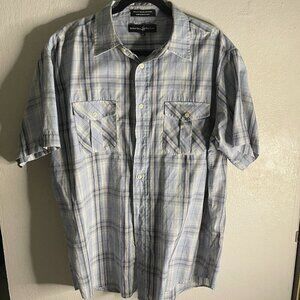 Beverly Hills Polo Club blue plaid pattern Size XL poly/cotton blend